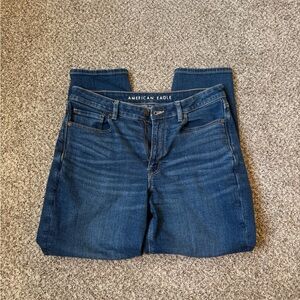 American Eagle Outfitters Women's Dark Blue Stretch Mom Jeans Jeans